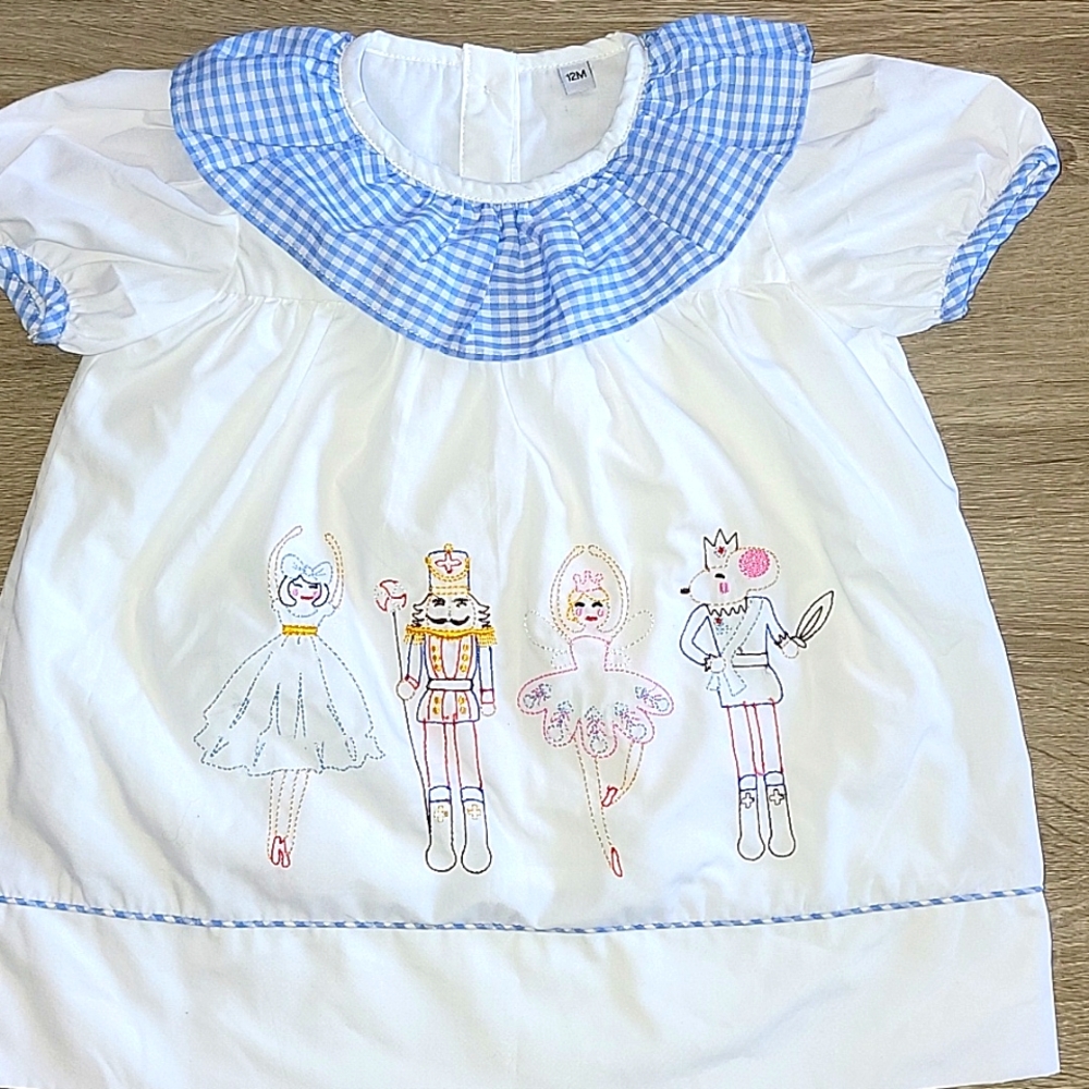 Little Louanne Nutcracker Dress Blue Gingham Size 12 Month